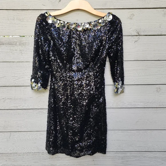 Alyce Paris Sequin Jeweled Open Back Mini Prom Dress - Picture 3 of 10